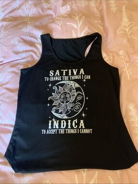 Black Graphic Sun & Moon Tank Top - Sativa Indica